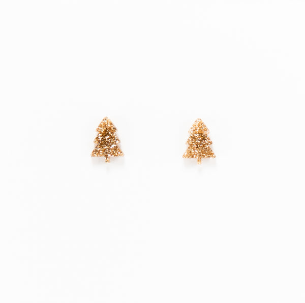 Christmas Tree Studs in Gold