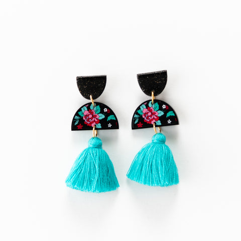 Spring Rose Earrings - Turquoise