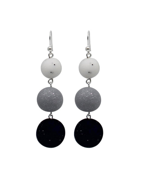 Ombre Drop Earrings - Marble, Silver & Midnight