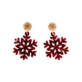 Snowflake Earrings in Gold/Red